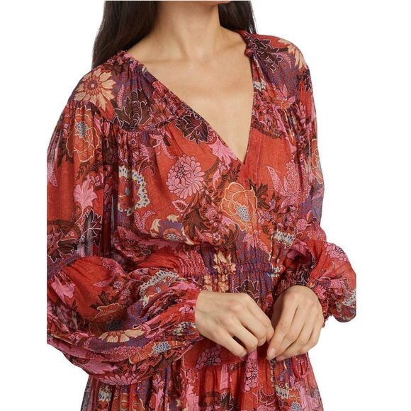 A.L.C. Elise Long Sleeve 100% Silk Floral Mini Dress - Picture 4 of 13